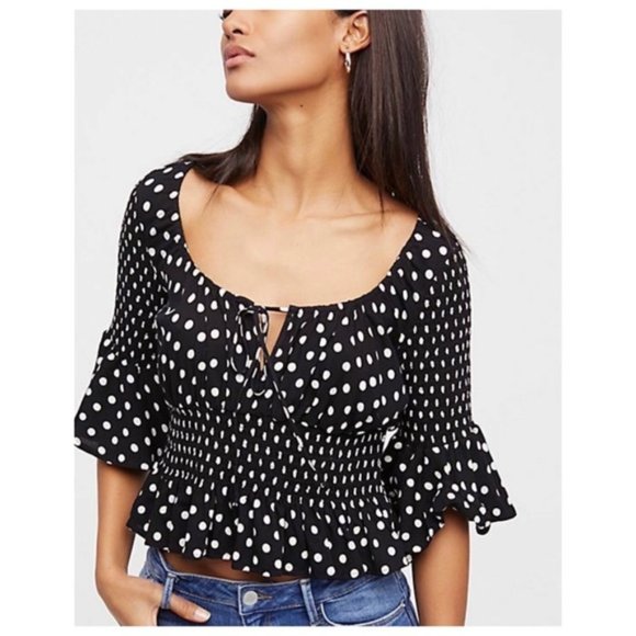 Free people A bit of something sweet polka dot crop top - Picture 1 of 3